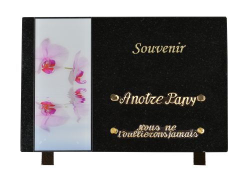 Plaques Granit 20x30cm - Visuel Orchidées - Texte "Souvenirs"