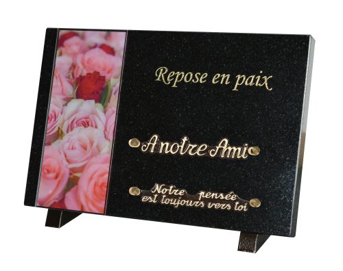 Plaques Granit 20x30cm - Visuel Roses - Texte "Repose en paix" – Image 2