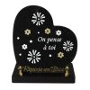 Plaques Granit 18x18cm - Forme Cœur - Gravure Fleurs