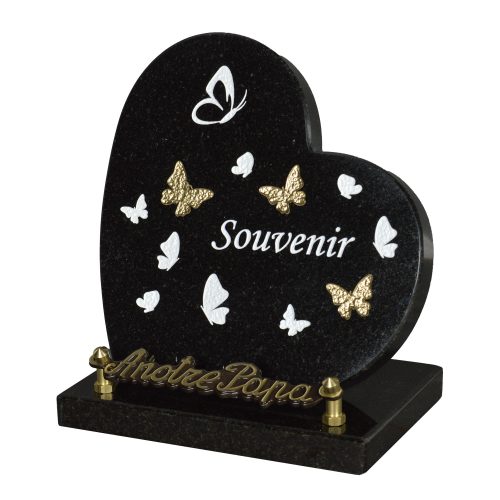 Plaques Granit 18x18cm - Forme Cœur - Gravure Papillons – Image 2