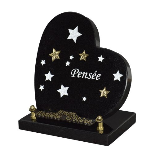 Plaques Granit 18x18cm - Forme Cœur - Gravure Étoiles – Image 2