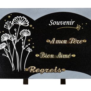 Plaques Granit 25x35cm - Gravure Fleurs Champêtres - Texte "Souvenir"