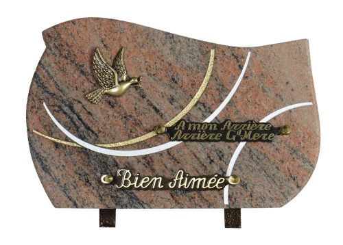 Plaques Granit 20x30cm - Gravure Arabesques - Bronze Colombe