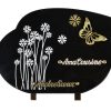 Plaques Granit 25x35cm - Gravure Fleurs - Bronze Papillon