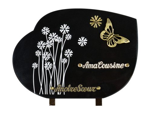 Plaques Granit 25x35cm - Gravure Fleurs - Bronze Papillon