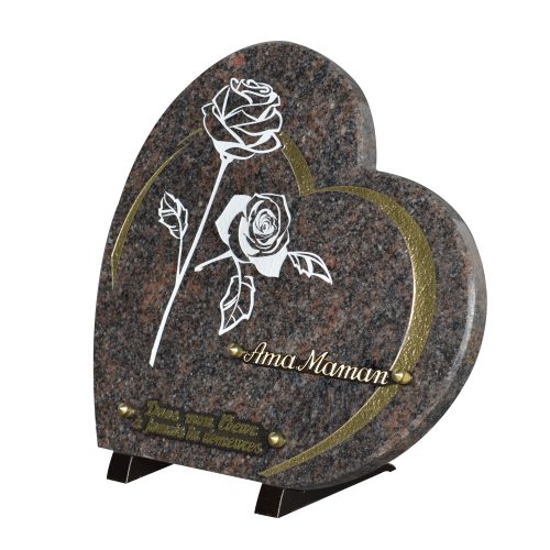 Plaques Granit 30x30cm - Forme Cœur - Gravure Roses – Image 2