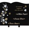 Plaques Granit 30x40cm - Forme Livre - Gravure Feuillage - Texte  "Tu resteras toujours dans nos coeurs"