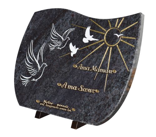 Plaques Granit 30x40cm - Gravure Colombes et Soleil – Image 2