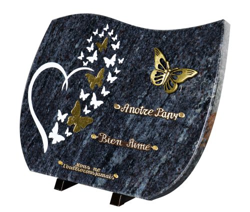 Plaques Granit 30x40cm - Gravure Cœurs et Papillons - Bronze Papillon – Image 2