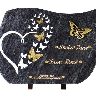 Plaques Granit 30x40cm - Gravure Cœurs et Papillons - Bronze Papillon